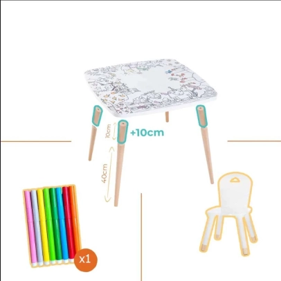 Σετ τραπέζι με επιφάνεια χρωματισμού + καρεκλάκι - Βυθός